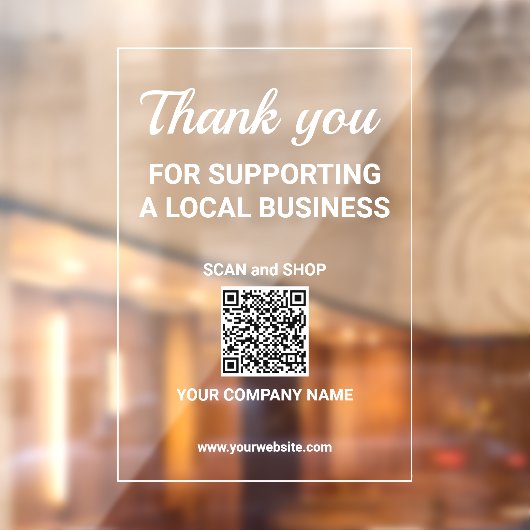 Hartelijk dank dat u de kleine lokale QR-code voor Raamsticker (Vel 2)