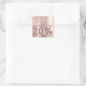 Hartelijk dank dat u Roos voor winkelen 20% kortin Vierkante Sticker (Tas)