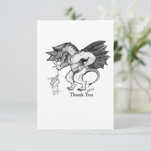 Hartelijk dank, draak en wizard bedankkaart (Staand voorkant)