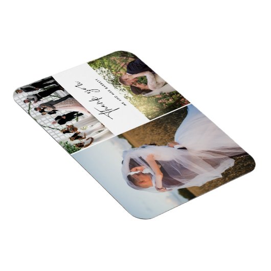Hartelijk dank Drie foto's Collage Wedding Magneet (Rechterzijde)
