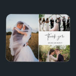 Hartelijk dank Drie foto's Collage Wedding Magneet<br><div class="desc">Moderne, zwarte en witte bruiloft bedankt je magneten met drie van je favoriete trouwfoto's. Show je familie en vrienden je waardering dat je deel uitmaakt van je trouwfeest met een van deze mooie keepsakes. Neem contact met me op via de onderstaande knop als je hulp nodig hebt bij je foto's...</div>