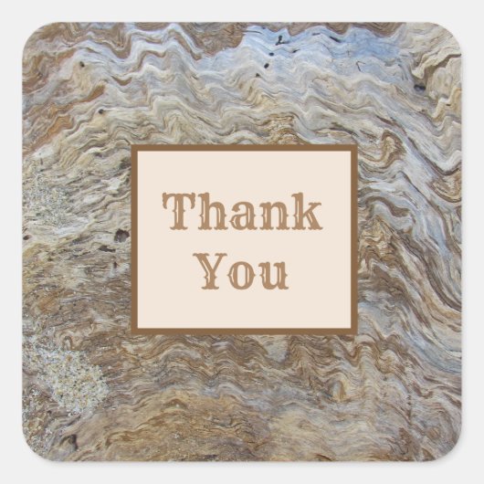 Hartelijk dank: Driftwood Grain Foto Striped Natuu Vierkante Sticker (Voorkant)