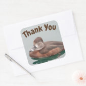 Hartelijk dank, Duck Photo Vrouw Bird Vierkante Sticker (Envelop)