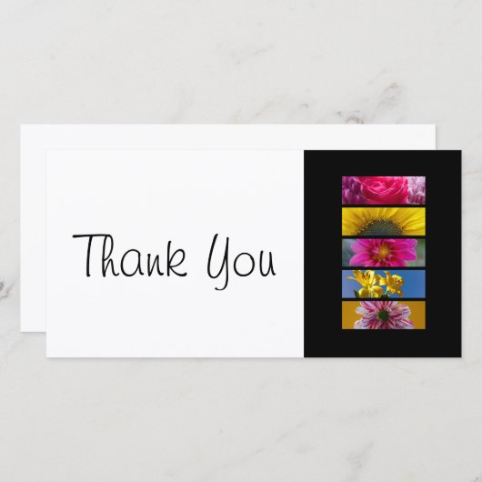 Hartelijk dank, dunne kaart - Roze en gele macrobl (Voorkant / Achterkant)