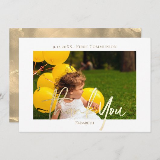 Hartelijk dank, eerste communiqué, fotokaart met e notitiekaartje (Voorkant / Achterkant)