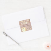 Hartelijk dank, eerste verjaardag Roze en gouden s Vierkante Sticker (Envelop)