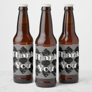Hartelijk dank, Elegant Black White, gemarmerde di Bier Etiket