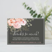 Hartelijk dank, Elegant Blush Pink Floral Rozen Ka Kaart (Staand voorkant)