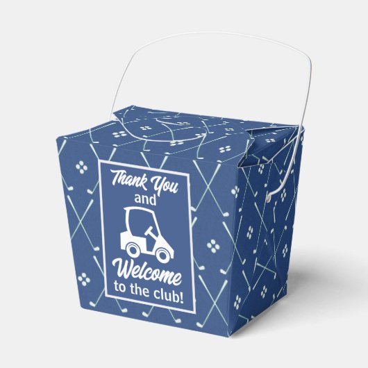 Hartelijk dank en welkom Golf Cart Blue Pattern Bedankdoosjes (Voorkant Zijde)