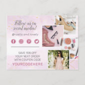 Hartelijk dank, Floral Antlers Roze Gold Marble 4  Briefkaart (Achterkant)