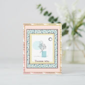 Hartelijk dank, Floral Blue Gold Spark Abstract Briefkaart (Staand voorkant)