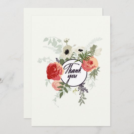 Hartelijk dank, Floral Card Bedankkaart (Voorkant / Achterkant)