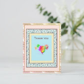 Hartelijk dank, Floral Pink Ballon Gold Spark Briefkaart (Staand voorkant)
