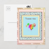 Hartelijk dank, Floral Pink Ballon Gold Spark Briefkaart (Voorkant / Achterkant)