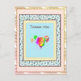 Hartelijk dank, Floral Pink Ballon Gold Spark Briefkaart