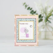 Hartelijk dank, Floral Pink Blue Gold Spark Abstra Briefkaart (Staand voorkant)