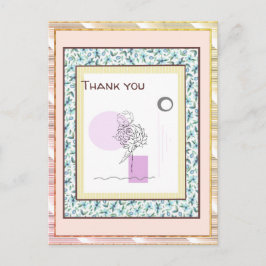 Hartelijk dank, Floral Pink Blue Gold Spark Abstra Briefkaart