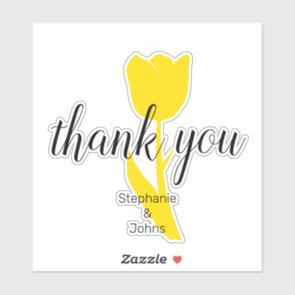 Hartelijk dank, Floral Yellow Tulips Custom Weddin Sticker