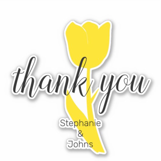 Hartelijk dank, Floral Yellow Tulips Custom Weddin Sticker (Voorkant)