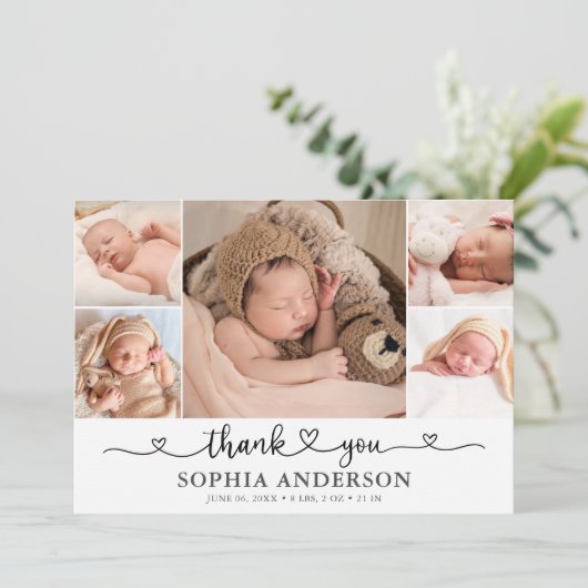 Hartelijk dank Foto aankondiging Baby (Staand voorkant)