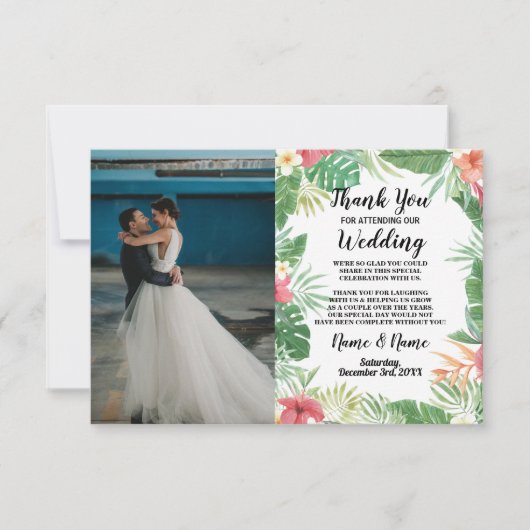 Hartelijk dank. Foto Floral Tropical Aloha Luau Kaart (Voorkant)