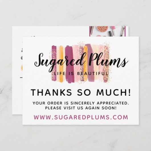 Hartelijk dank, foto Plum Paars & Gold Paint Strok Briefkaart (Voorkant / Achterkant)