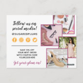 Hartelijk dank, foto Plum Paars & Gold Paint Strok Briefkaart (Achterkant)