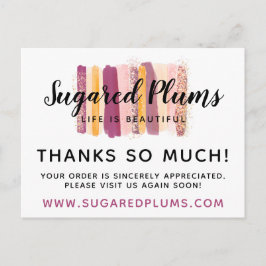 Hartelijk dank, foto Plum Paars & Gold Paint Strok Briefkaart