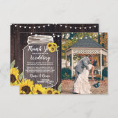 Hartelijk dank. Foto Rustic Sunflower Jar Lights Kaart (Voorkant / Achterkant)