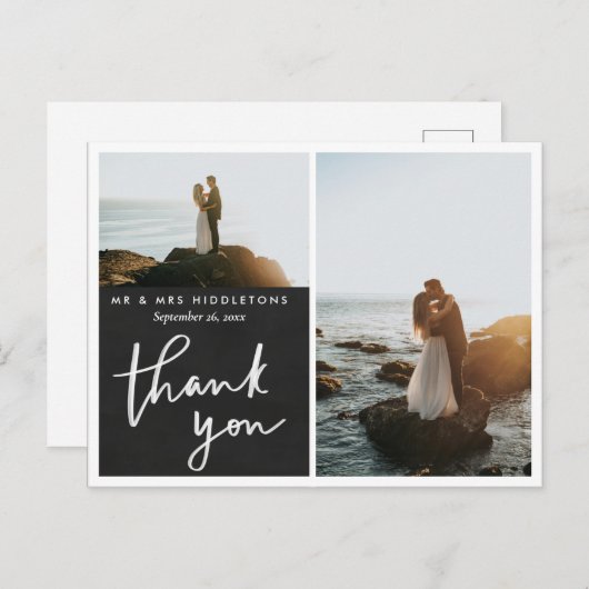 Hartelijk dank, foto van Elegant Script Chalkboard Briefkaart (Voorkant / Achterkant)