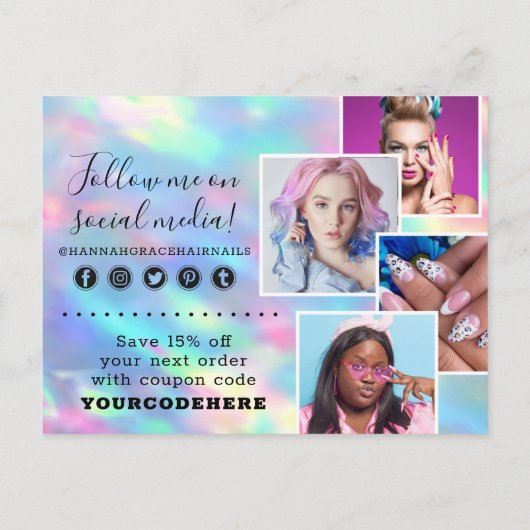 Hartelijk dank, foto van Pastel Rainbow Swash Chic Briefkaart (Achterkant)