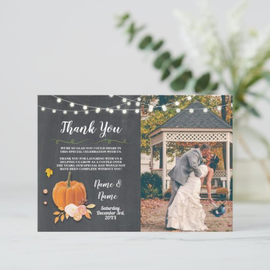 Hartelijk dank. Foto van Pomkin Lights Jar Chalk Kaart (Staand voorkant)