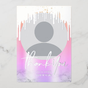 Hartelijk dank, foto van Silver Holographic Glitte Folie Feestdagenkaart