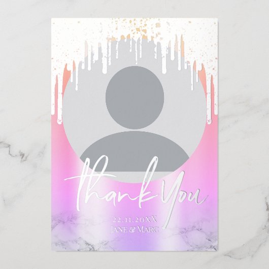 Hartelijk dank, foto van Silver Holographic Glitte Folie Feestdagenkaart (Voorkant)