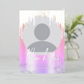 Hartelijk dank, foto van Silver Holographic Glitte Folie Feestdagenkaart (Staand Voorkant)