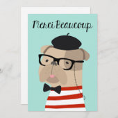 Hartelijk dank, Frans - Frenchie Bulldog Merci Bedankkaart (Voorkant / Achterkant)