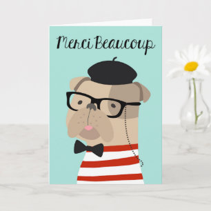 Hartelijk dank, Frans - Frenchie Bulldog Merci Kaart