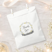 Hartelijk dank, gele bloemen en grijze bladeren bedankzakje (Geknipt)