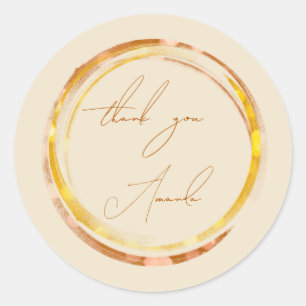 Hartelijk dank. Gele koper Gold Calligrafie Ronde Sticker