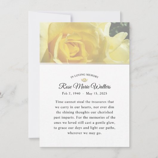 Hartelijk dank. Gele rozenwoorden kunnen niet uitd Bedankkaart (Achterkant)