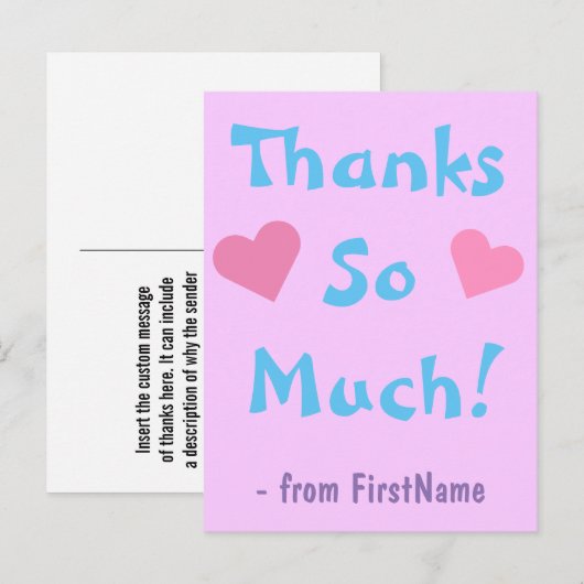 Hartelijk dank gepersonaliseerd & Pret "!" Briefkaart (Voorkant / Achterkant)