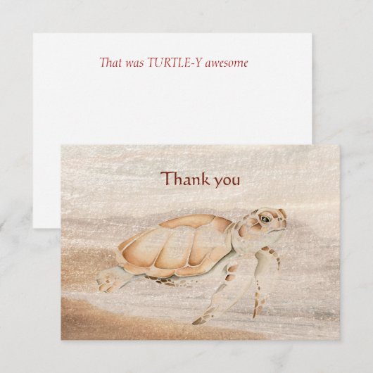 Hartelijk dank, Geweldige Fun Turtle Animal Bedankkaart (Voorkant / Achterkant)