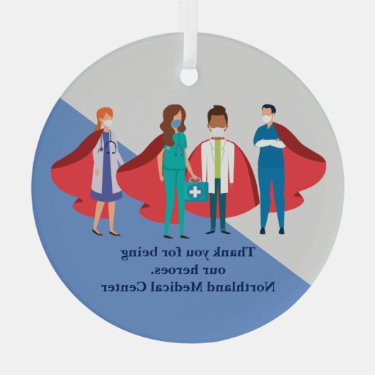 Hartelijk dank, gezondheidswerkers Hero Doctor Nur Glas Ornament (Achterkant)