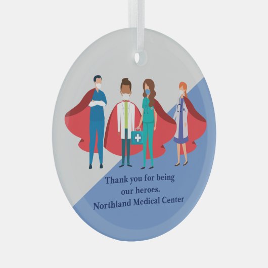 Hartelijk dank, gezondheidswerkers Hero Doctor Nur Glas Ornament (Voorkant Rechts)