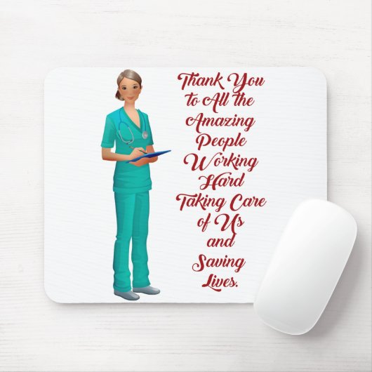Hartelijk dank, gezondheidswerkers muismat (Met muis)