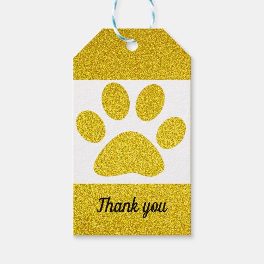 Hartelijk dank, Glitter Paw Prints Cute Holiday Cadeaulabel (Voorkant)