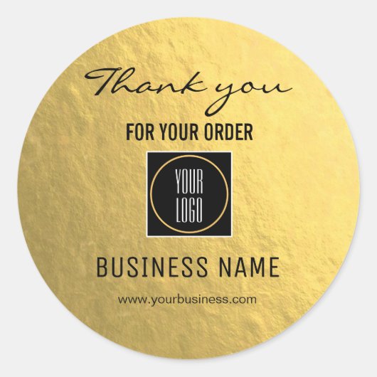 Hartelijk dank: Gold Black Voeg LOGO Business Corp Ronde Sticker (Voorkant)