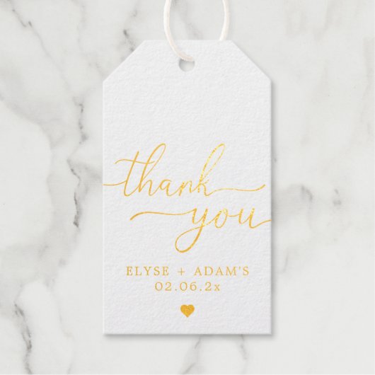 Hartelijk dank, Gold Foil Favor Gift Label (Voorkant)