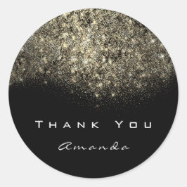 Hartelijk dank: Gold Glitter Confetti Black White Ronde Sticker
