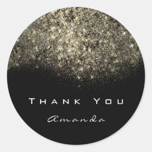 Hartelijk dank: Gold Glitter Confetti Black White Ronde Sticker